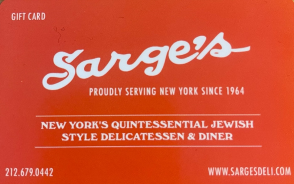 Sarge's Deli Gift Card: Gift of New York's Best Deli Food (Value $150) 2024