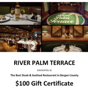 $100 Gift Certificate to River Palm Terrace, Edgewater, NJ